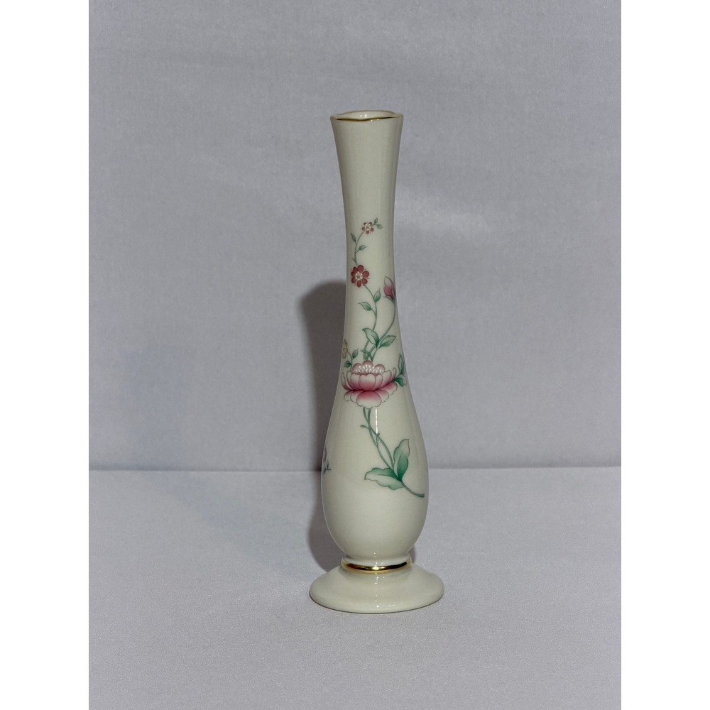 Lenox Floral‎ Garden Bud Vase Ivory Bone China Gold Trim Made in USA 7.5 Inch
